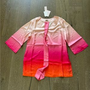 Badgley Mischka ombre tunic silk blouse